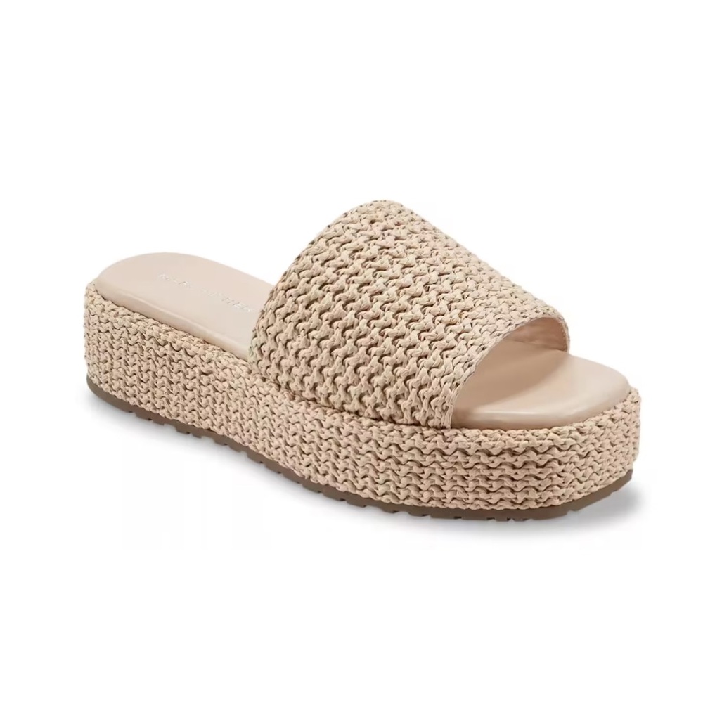 Marc Fisher Pais Raffia Platform Slip On Sandals
